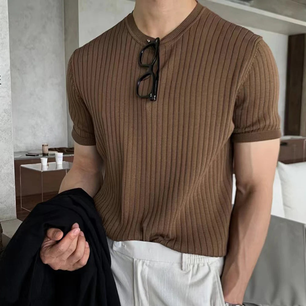 HEARUJOY  -  Men T Shirt T Shirt Casual Men O Neck Short Sleeve Solid Color Streetwear T Shirt For Men Fashion High Quality