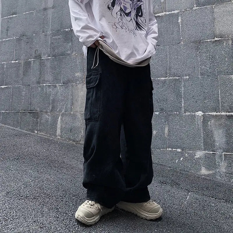 Hearujoy Baggy Jeans Trousers Male Denim Pants Black Wide Leg Pants Men's Jeans Loose Casual Korean Streetwear Hip Hop Harajuku