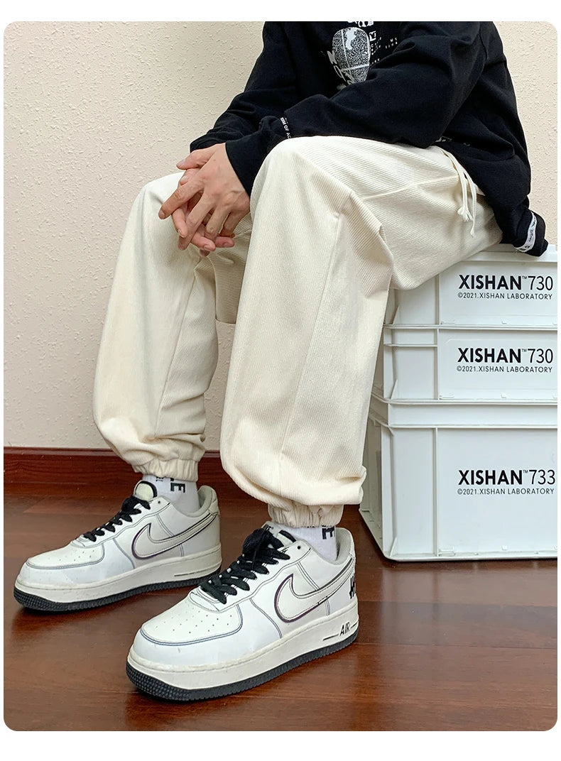 HEARUJOY  -  Autumn New Corduroy Joggers Men Baggy Harem Pants Korean Fashion Men Jogging Sweatpants Woman Casual Trousers Streetwear Men