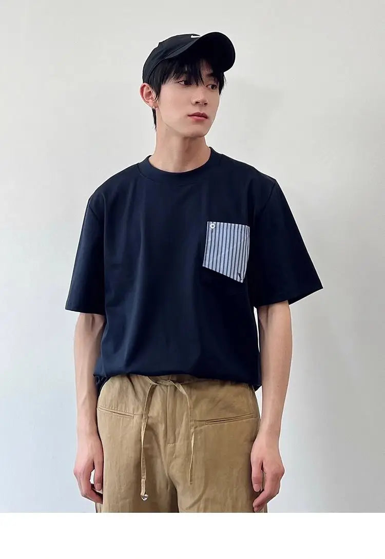 HEARUJOY  -  Summer Trendy Pocket Striped Casual Round Neck Short Sleeve T-Shirt