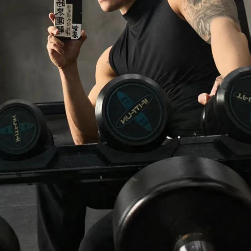Hearujoy Bodybuilding Gym Sleeveless Vests Workout  Sexy Men Tight Singlet Fitness Muscle Sports Sweatshirt Mock Neck Tank Top Mens
