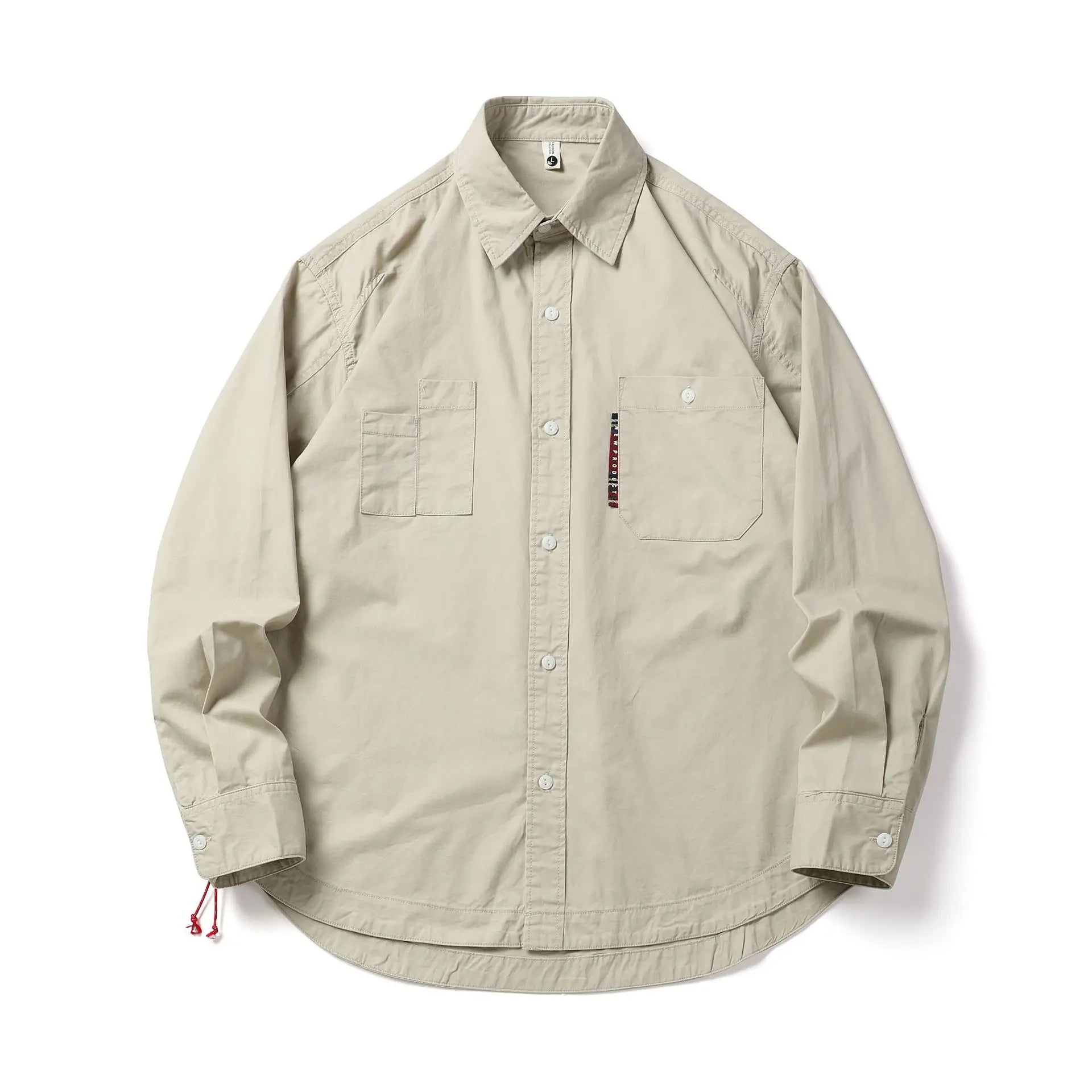 HEARUJOY  -  Japanese Retro Washed Cotton Work Shirt Men's Stylish Oversized Lapel Long Sleeve Top Versatile Casual Wear for Spring/Autumn
