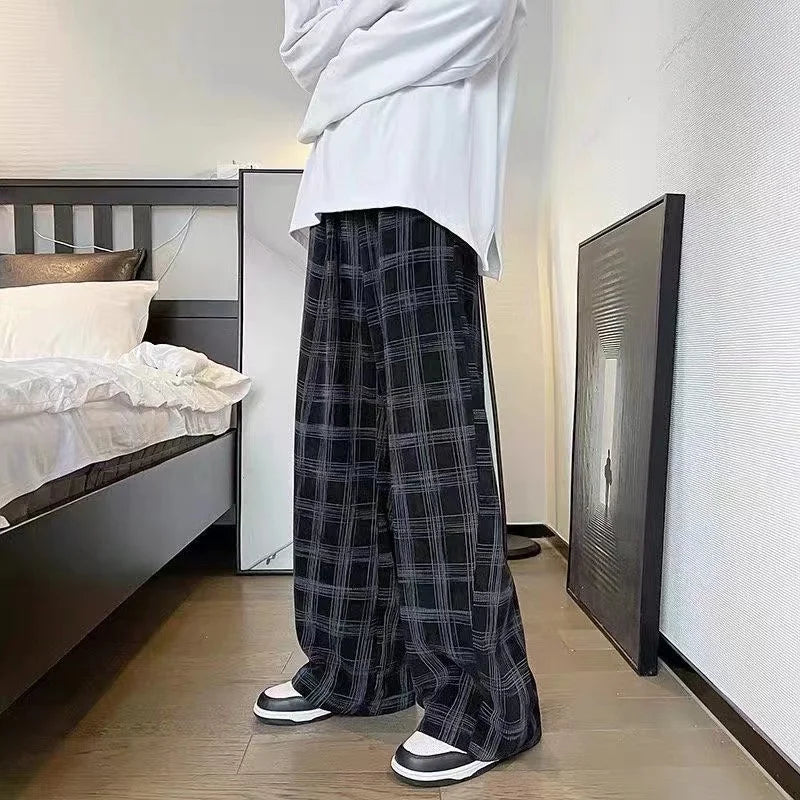 Hearujoy 2024 Autumn Corduroy Pants Men Casual Plaid Straight Pant Male Hip Hop Male Loose Trousers for Man