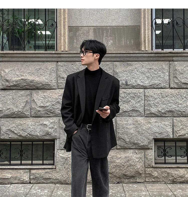 HEARUJOY  -  Spring Summer Men Formal Blazers Men Korean Fashion Loose Casual Dress Jacket Men Harajuku Social Suit Jacket Clothing