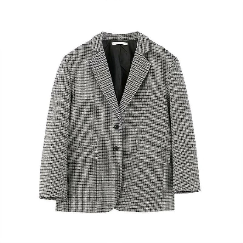 Hearujoy Men's Check Blazer Luxury Texture Plaid Jacket Korean Popular Clothing Long Sleeve Fashion Retro Streetwear Leisure Outerwear