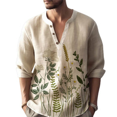 HEARUJOY  -  Blouse Men Shirt Party Traveling Single Breasted Solid Cotton Summer T Shirt Henley Tops Lightweight Turn-down