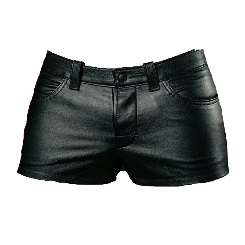 HEARUJOY  -  Men's Sexy Slim PU Leather Shorts Fitness Sports Punk Style Shorts (without Belt) S-5XL