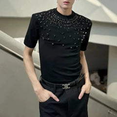HEARUJOY  -  Y2k Diamond-Studded Slim Casual T-Shirt Genderless Streetwear Fashion Niche All-Match Youth Short-Sleeved Top Unisex