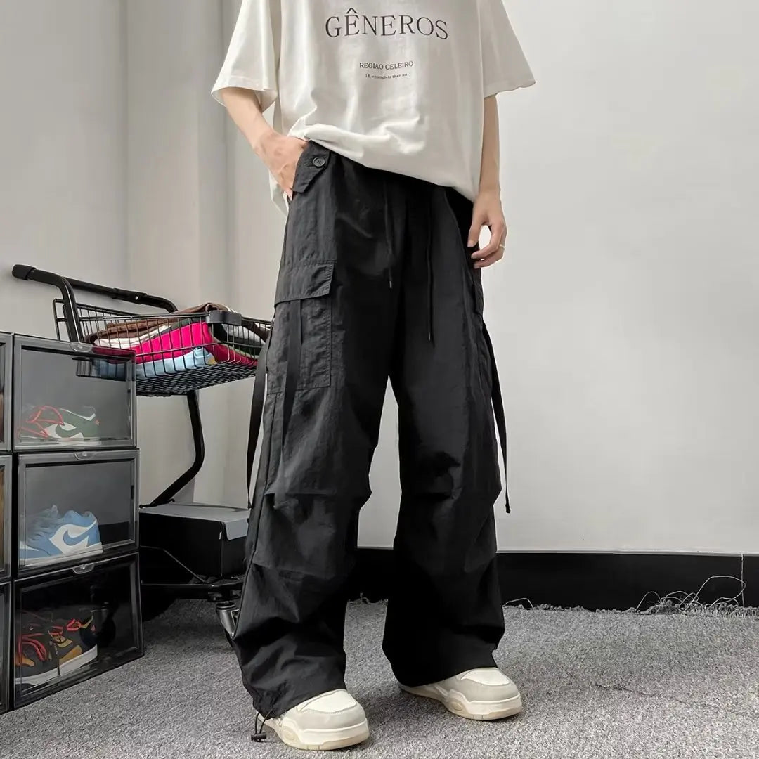 HEARUJOY  -  Black Cargo Pants for Men Overalls Cargo Trousers Male Pink Autumn Loose Casual Streetwear Hip Hop Pocket Oversize Straight