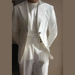 HEARUJOY  -  High Quality Linen Blend Business Dress Suit Wedding Suit Men Versatile Casual Office Party Prom Costume Homme Men Tuxedo Suit