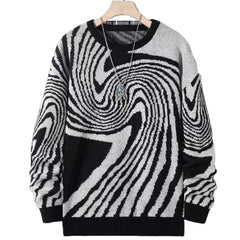 HEARUJOY  -  Men Jacquard Pattern Sweaters Knitted Tops Long Sleeve Round Pullover Thicken Warm Knitwear Autumn Winter Harajuku Streetwear