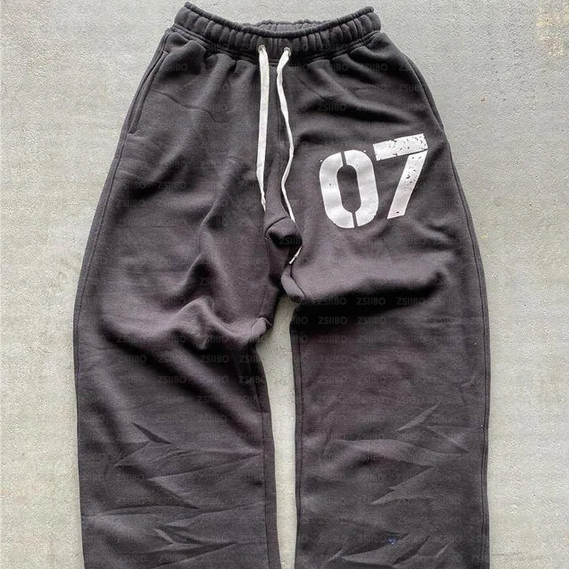 Hearujoy Gothic Retro Oversized Hoodie Number 07 Printing Y2k Hooded Cardigan Sweatshirts European and American Fashion Long Sleeve