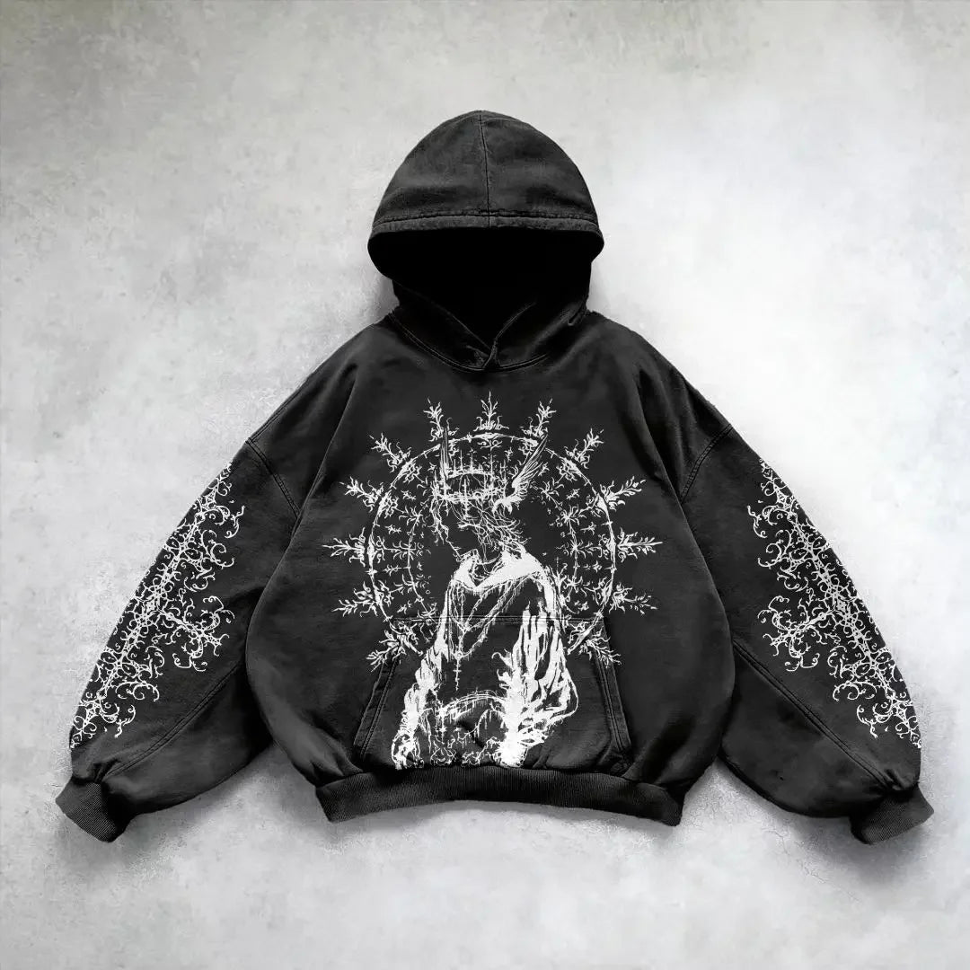 Hearujoy New goth streetwear sweatshirt hoodie demon girl print harajuku y2k tops oversized goth hoodies women couples gothic clothes