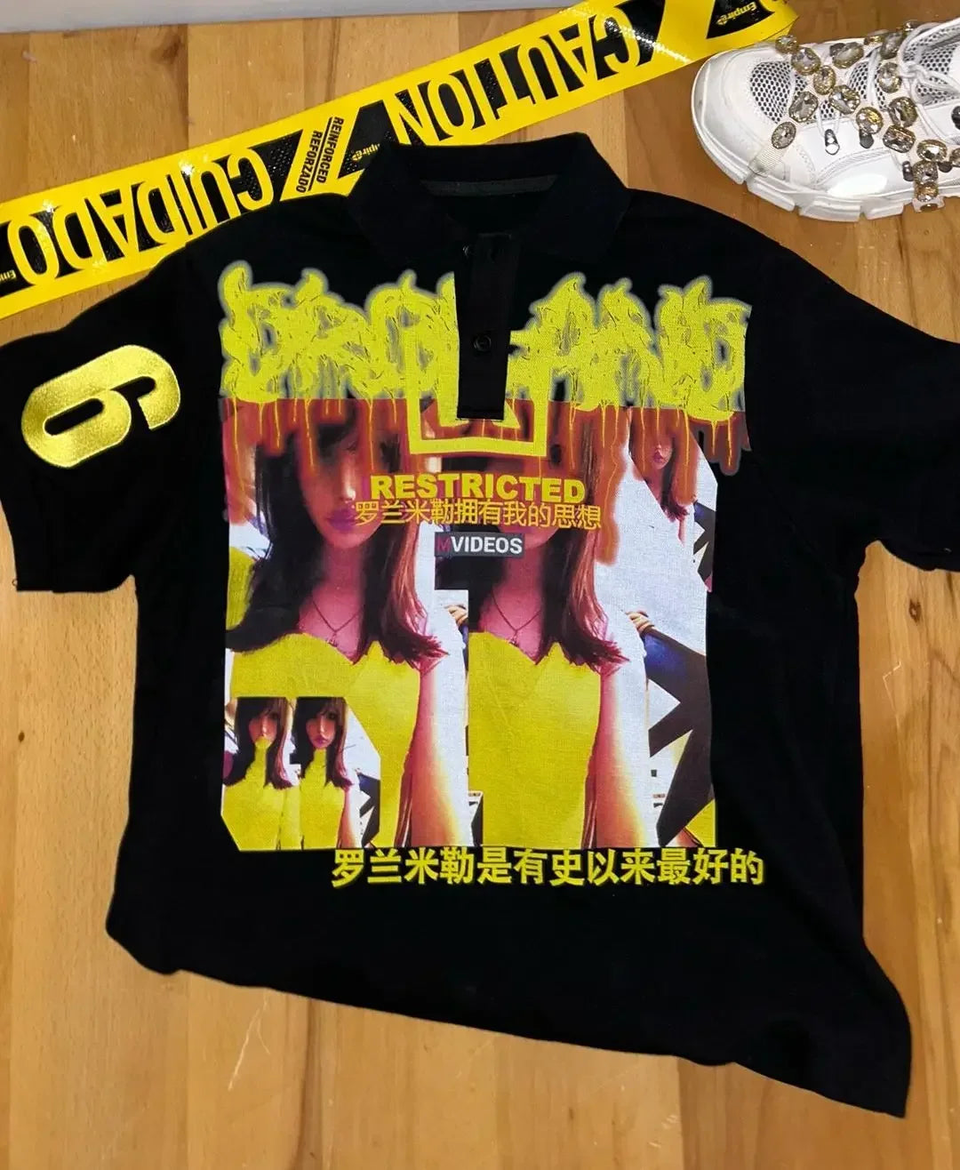 Hearujoy Harajuku Drolandmiller Print Graphic T Shirts Cotton Y2k Tops Retro Men Women Goth pro choice V-neck Short Sleeve Streetwear