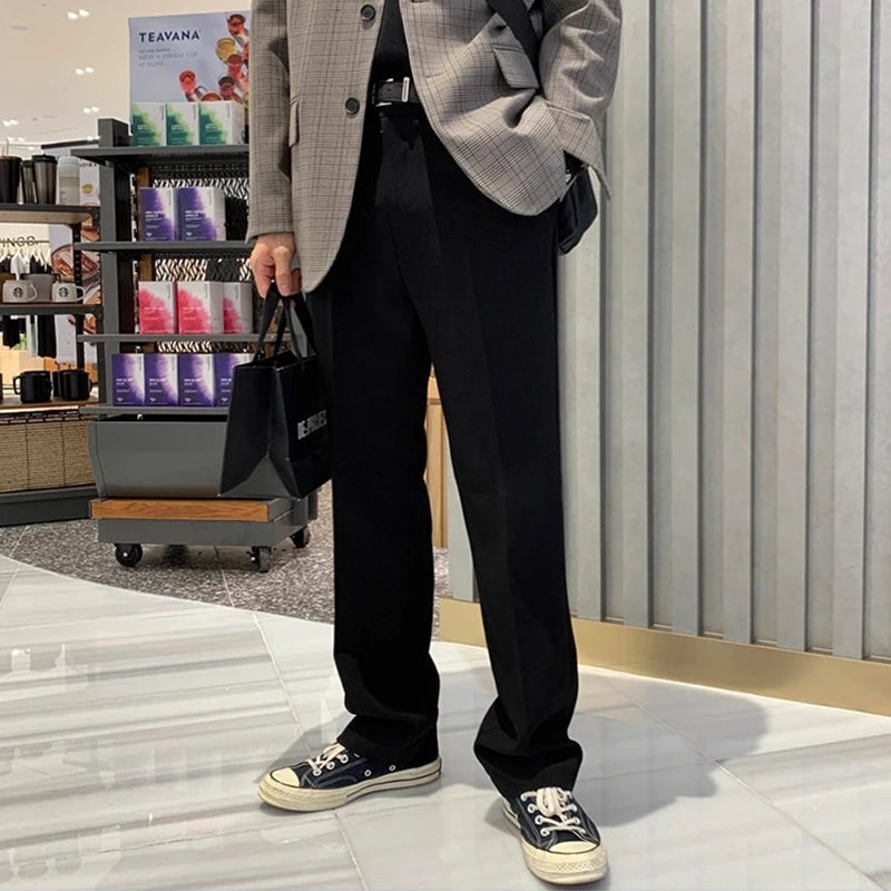 HEARUJOY  -  New Korean Fashion Men Suit Pants Light Luxury Business All-match Straight Slim-fit Casual Trousers Premium Elegant Dress Pants