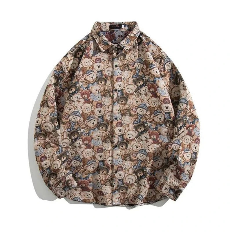 HEARUJOY  -  Cuban Colored Numb Ethnic Style Shirt Men Weaving and Embroidered Spring and Autumn Retro Hong Kong Style Shirt Jacket