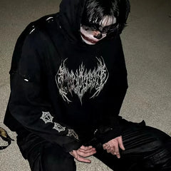 Hearujoy High Street Tie Dye Letter Embroidery Terry Hooded Hoodies for Men and Women Pullover Distressed Baggy Casual Sweatshirts