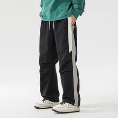 HEARUJOY  -  Spring Summer Men's Trousers New Fashion High Street Color Striped Pockets Drawstring Daily Commute Casual Loose Wide Leg Pants