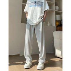 Hearujoy Summer Pleated Pants Men Fashion Oversized Ice Silk Pants Men Japanese Streetwear Loose Straight Pants Mens Casual Trousers