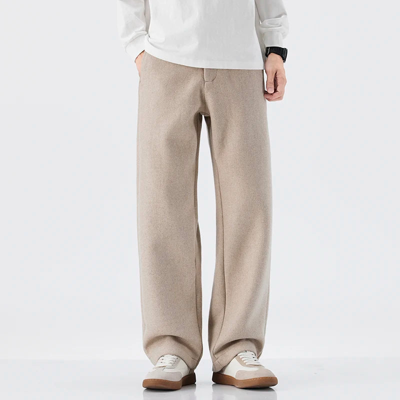 HEARUJOY  -  New Autumn Japanese Retro Lambswool Casual Suit Pants - Men's Relaxed Straight-Leg Versatile American Streetwear