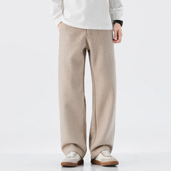 HEARUJOY  -  New Autumn Japanese Retro Lambswool Casual Suit Pants - Men's Relaxed Straight-Leg Versatile American Streetwear