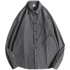 HEARUJOY  -  All Season Casual Shirt Streetwear Shirt Fashion Shirt Striped Shirt Solid Color Pattern Non-elastic Shirt Polyester Fabric