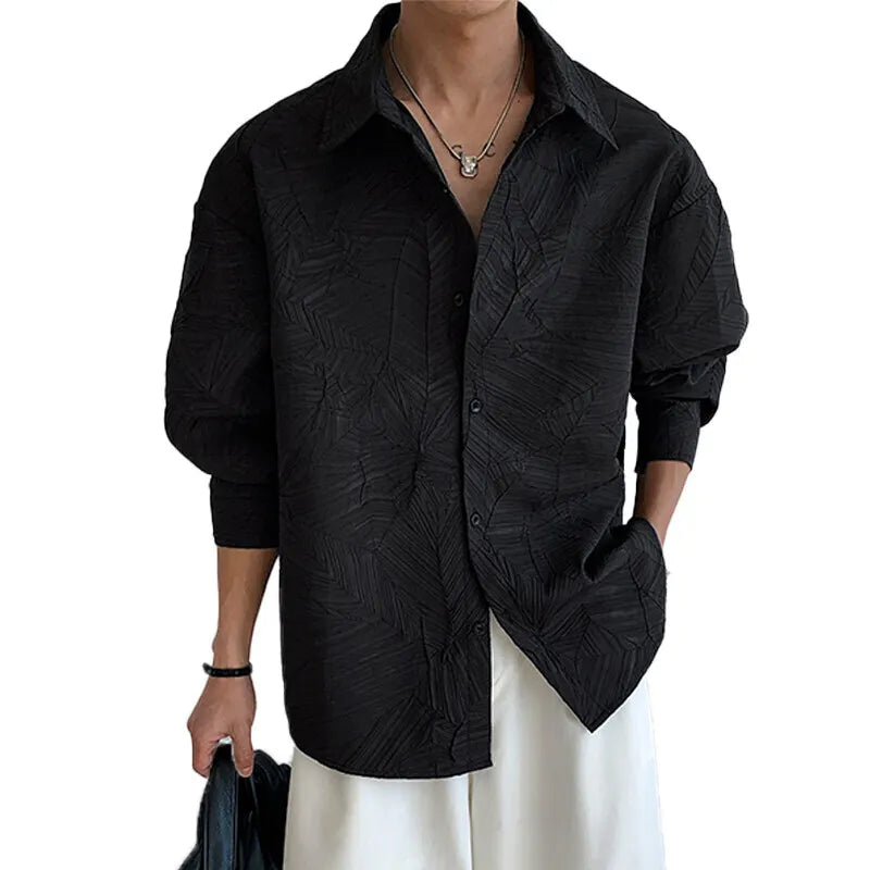 HEARUJOY  -  Spring Long Sleeved Shirt Men Fashion Society Mens Black Dress Shirt Korean Loose Casual Shirts Mens White Shirts M-3XL