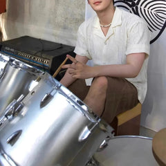 HEARUJOY  -  Mens Shirts Hollow Casual Shirts Streetwear Fashion Daily Retro Versatile Youth Campus Short-Sleeve Tops Men'S Clothing 2025 New