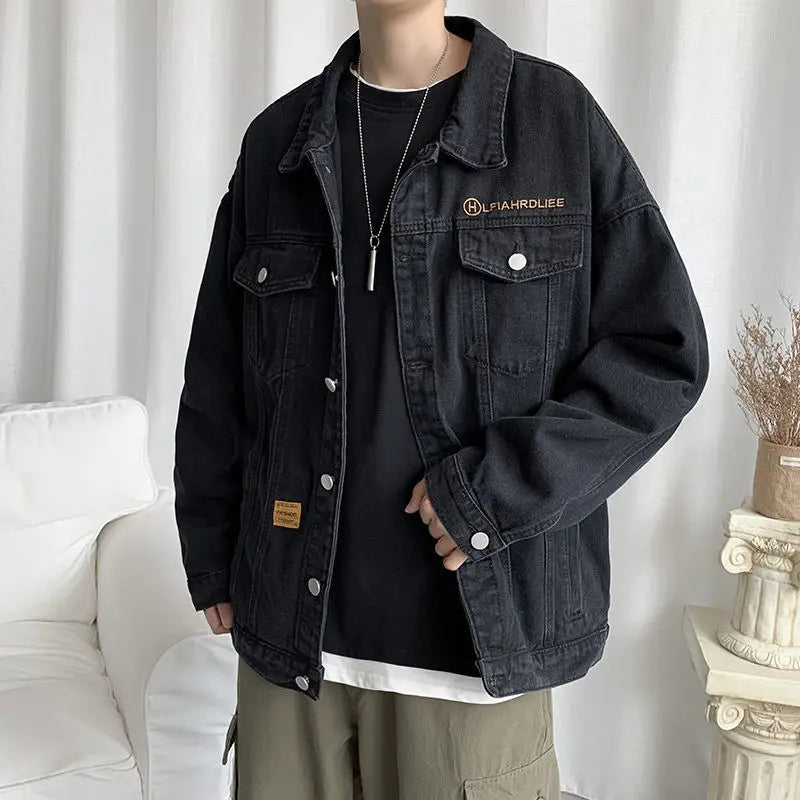 HEARUJOY  -  Denim Handsomet Autumn Men's Trendy Ins Versatile Loose Jacket Top