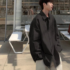HEARUJOY  -  Cotton Long Sleeved Shirt Men Society Mens Black Dress Shirt Korean Loose Casual White Shirt Mens Office Formal Shirts M-2XL