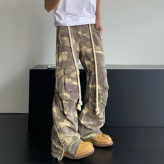 Hearujoy Camouflage Cargo Pants Men Oversize Camo Trousers Male Loose Casual Vintage Streetwear Hip Hop Safari Style