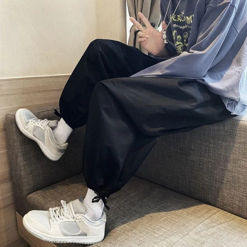 HEARUJOY  -  Baggy Male Cropped Trousers Spring and Autumn Men's Casual Pants Harajuku Fashion Original Clothing Classic New in 2025 Clothes