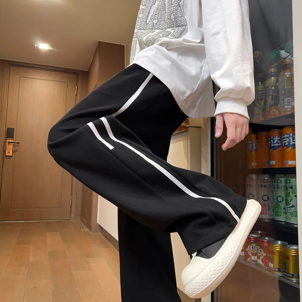 HEARUJOY  -  Harajuku Style Korean Men Wide Leg Pants 2025 New Printed Men Joggers Sweatpants Overalls Men Printed Streetwear Harem Pants