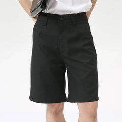 Hearujoy Simple Men's Casual Shorts Loose Zippers Solid Color Straight Wide Leg Male Trousers Summer Fashion 9C6261