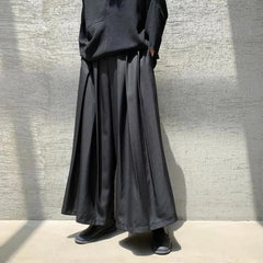 HEARUJOY  -  XS-5XL Mens Culottes Pleated Casual Samurai Pants Hakama Spring Streetwear Fashion Personality Wide Leg Pants Men'S Clothing New