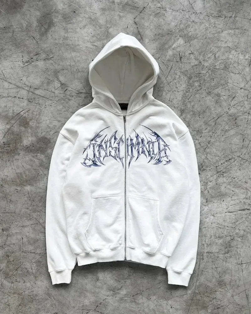 Hearujoy Gothic hip-hop letter print design oversized hoodie women's y2k vintage high street popular lazy style zipper baggy sweatshirts