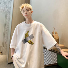 HEARUJOY  -  T Shirt Oversized Cotton For Men White Men's Banana Print T-shirts 5XL Male Casual Wear Summer Tee Shirts Unisex Big Size