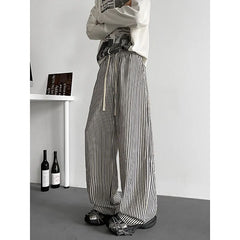 HEARUJOY  -  Summer Casual Pants Men Oversized Black Striped Pants Men Streetwear Korean Loose Wide Leg Pants Mens Trousers Plus Size 5XL