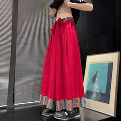 HEARUJOY  -  Mens Skirt Pants Ethnic Style Y2k Casual Pants Spring Fashion Youth All-Match Hakama Wide-Leg Pants Men'S Clothing 2025 New