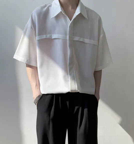 HEARUJOY  -  White Man Shirt Short Sleeve Shirts for Men Plain High Quality Luxury with Collar New in Designer Vintage Summer Casual Silk