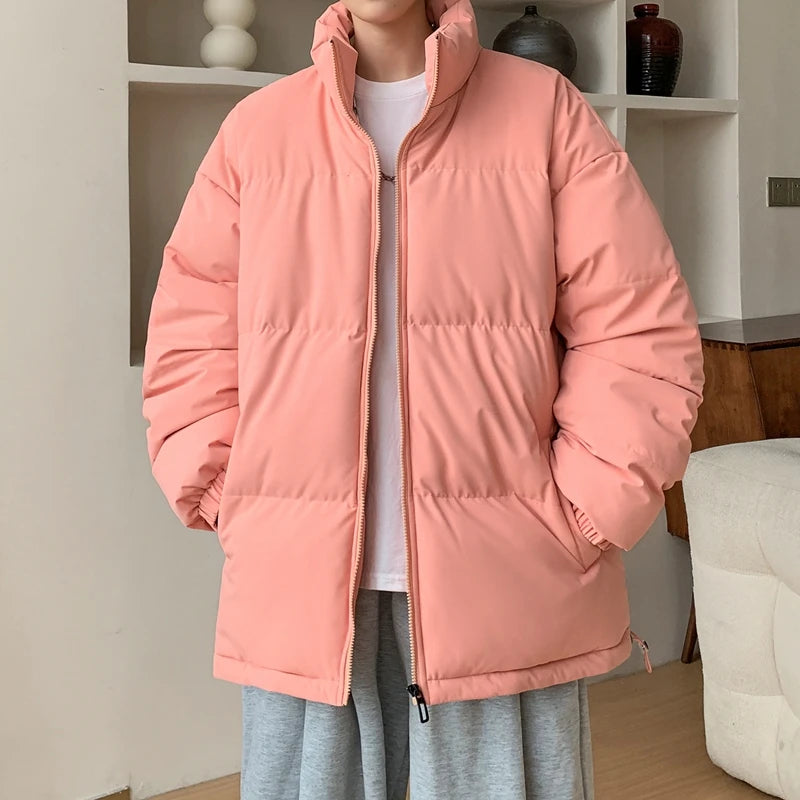 HEARUJOY  -  Fashion Oversized Parka Coats Men Korean Winter Cotton Padded Jacket Thick Warm Puffer Jacket Windbreaker Bubble Coat