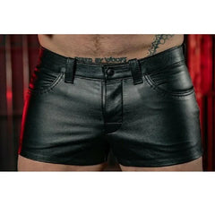HEARUJOY  -  Men's Sexy Slim PU Leather Shorts Fitness Sports Punk Style Shorts (without Belt) S-5XL