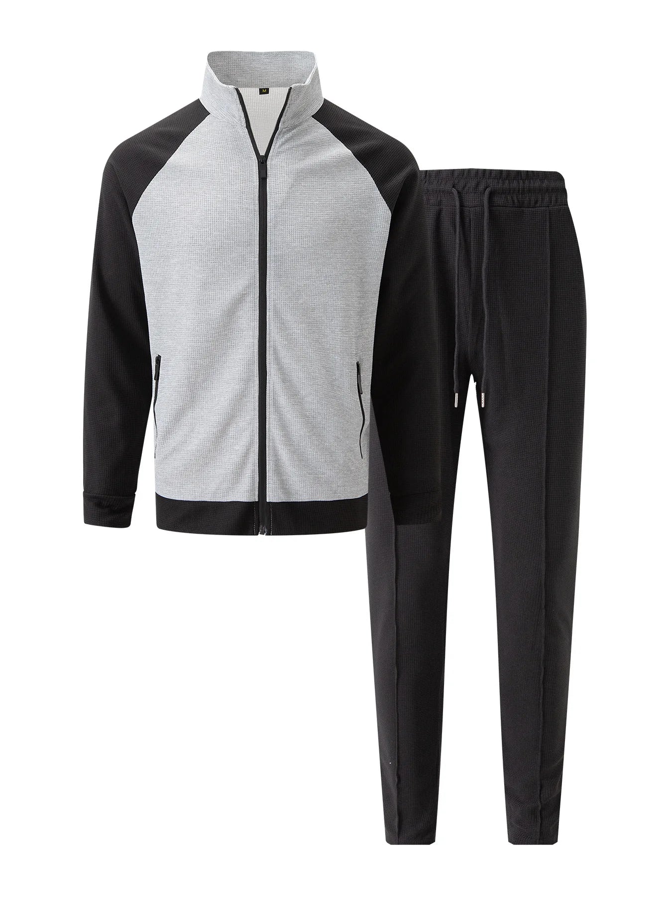 HEARUJOY  -  Spring Autumn Men's Sports Suits Patchwork Raglan Sleeve High Neck Jacket Coat And Pants Two Piece Set Casual Sweatshirt Outfits