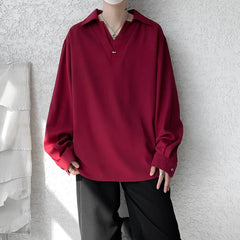 HEARUJOY  -  White Long Sleeved Shirt Men Oversized Society Mens Black Dress Shirt Korean Loose Casual Shirt Mens Formal Pullover Shirts