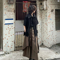 HEARUJOY  -  Genderless Trendy Skirt Gothic Dark Style Loose Hakama Pants Wide Leg Pants Large Size Design Samurai Pants Men Clothing