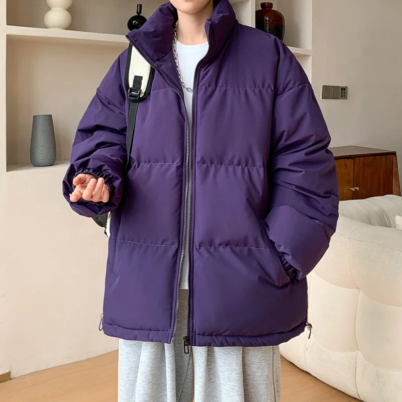 HEARUJOY  -  Fashion Oversized Parka Coats Men Korean Winter Cotton Padded Jacket Thick Warm Puffer Jacket Windbreaker Bubble Coat
