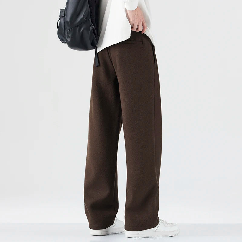 HEARUJOY  -  New Autumn Japanese Retro Lambswool Casual Suit Pants - Men's Relaxed Straight-Leg Versatile American Streetwear