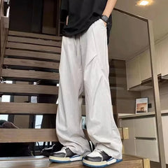 HEARUJOY  -  Ice Silk Baggy Summer Thin Men's Casual Wide-leg Pants Low Price Stylish High Quality New in Classic Y2k Long Xxxl Male Trousers