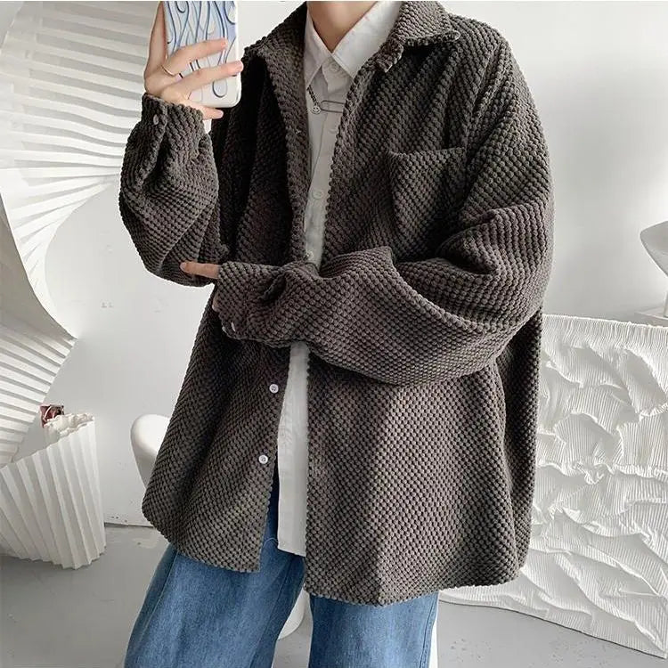 HEARUJOY  -  New Men's Corduroy Shirt Jacket Handsome Long-sleeved Top