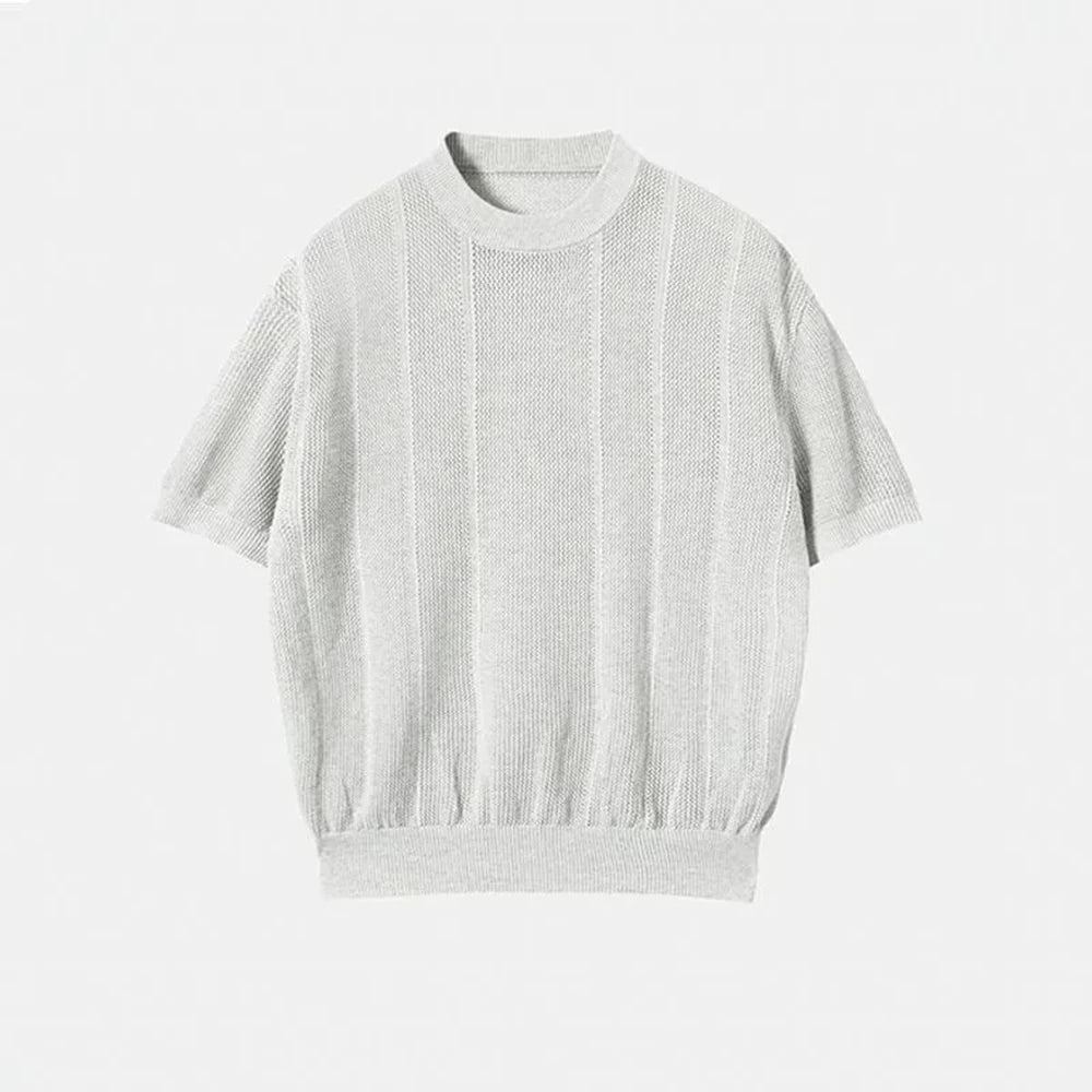 HEARUJOY  -  Men's Knitted Solid Color Short-Sleeved T-Shirt American Fashion Trend Casual Simple Loose Breathable Summer New Men's Tops